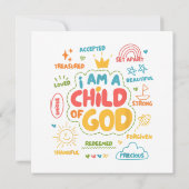 Ik ben een kind van God Christelijk Retro Jesus Fa Kaart (Achterkant)