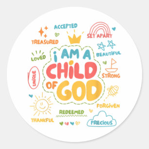 Ik ben een kind van God Christelijk Retro Jesus Fa Ronde Sticker