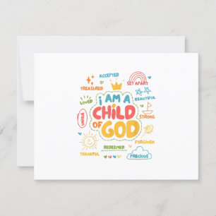 Ik ben een kind van God Christelijk Retro Jesus Fa RSVP Kaartje