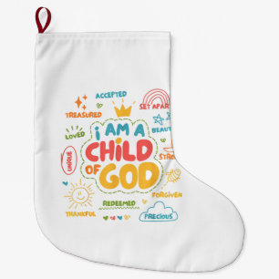 Ik ben een kind van God Christelijke Retro Jezus g Grote Kerstsok