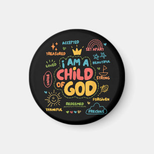 Ik ben een kind van God Christelijke Retro Jezus g Magneet