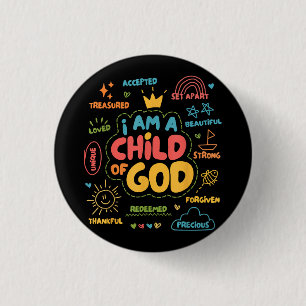 Ik ben een kind van God Christelijke Retro Jezus g Ronde Button 3,2 Cm