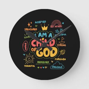 Ik ben een kind van God Christelijke Retro Jezus g Ronde Klok