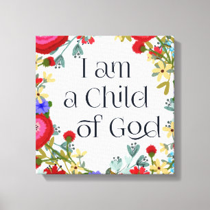 Ik ben een kind van God Floral Art Boho Style Canvas Afdruk