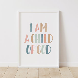 Ik ben een kind van God, pastel Girls Room Decor Poster
