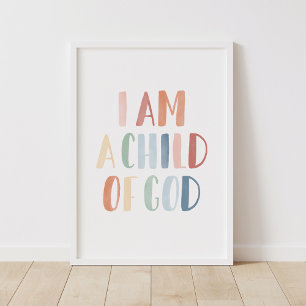 Ik ben een kind van God Regenboog Kinderkamer Deco Poster