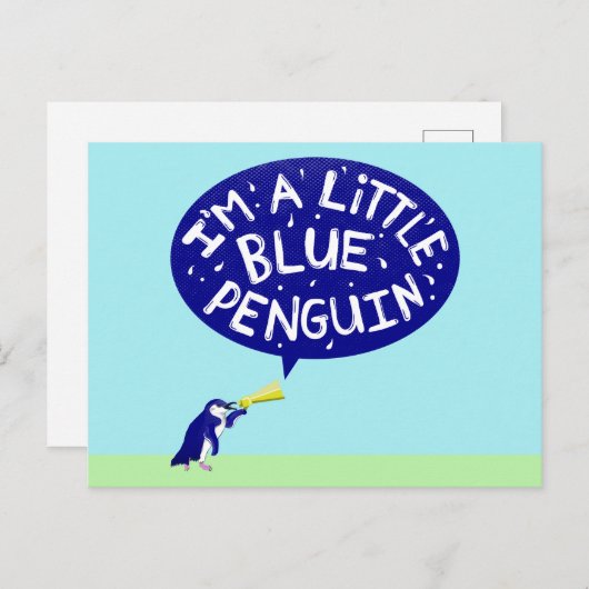 Ik ben een kleine blauwe pinguïn briefkaart (Voorkant / Achterkant)