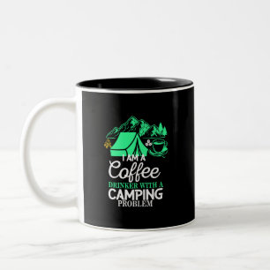 Ik ben een koffiedrinker met Camping Problem Desig Tweekleurige Koffiemok
