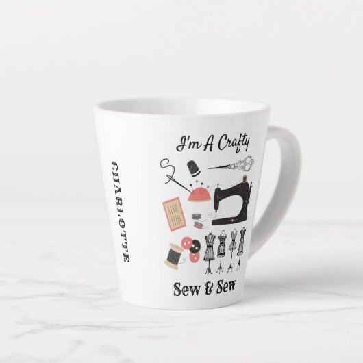 Ik ben een krakkemikkig naaiachtig naaithema latte mok (Rechterhoek)