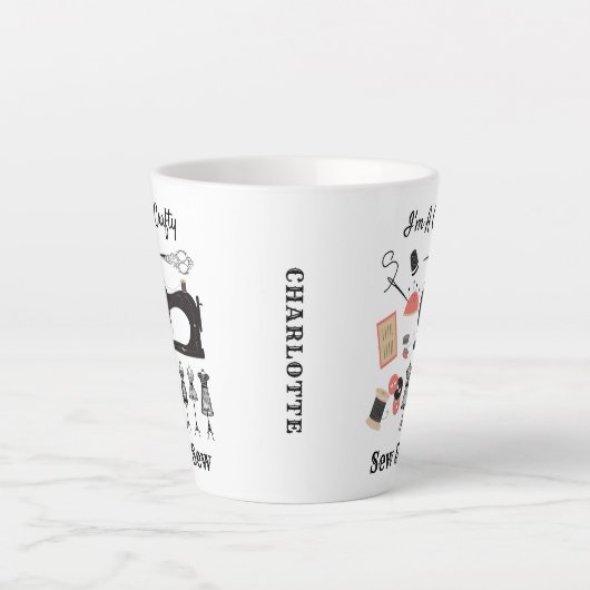 Ik ben een krakkemikkig naaiachtig naaithema latte mok (Voorkant)