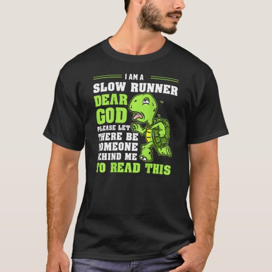 Ik ben een langwerpige schildpad met funny Maratho T-shirt (Voorkant)