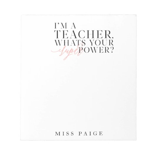 IK BEN EEN LEERER, WAT IS JE SUPER POWER? NOTITIEBLOK (Voorkant)