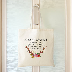 Ik Ben Een Leraar Herten Gewei Bloemen Tote Bag