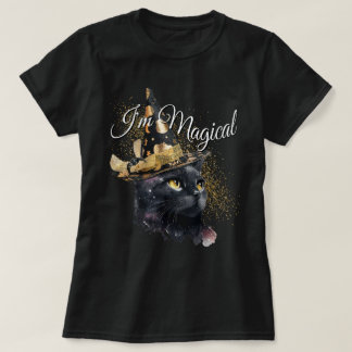 Ik ben een magische zwarte kat dames Halloween T-s T-shirt