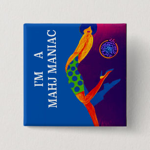 Ik ben een Mahj Maniac Pin Vierkante Button 5,1 Cm