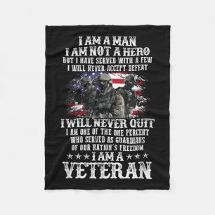 Ik ben een Man Ik ben geen held Ik ben een veteraa Fleece Deken