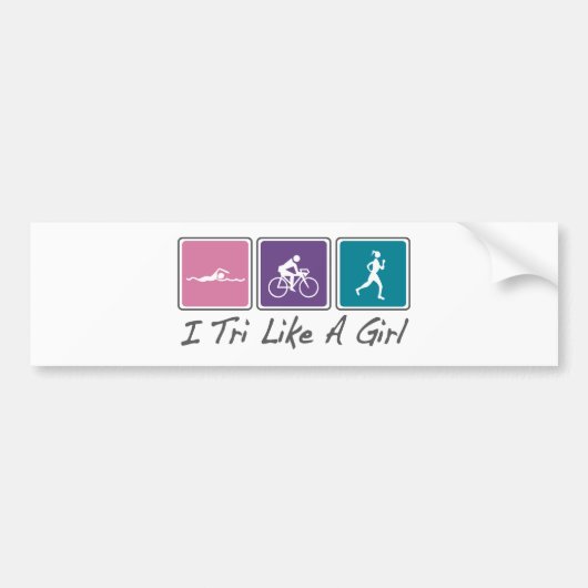 Ik ben een meisje (Triatlete) Bumpersticker (Voorkant)