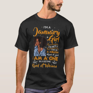 Ik ben een meisje uit januari, zwarte vrouwen, bru t-shirt