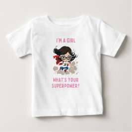 Ik ben een meisje, wat is je Superpower Baby Shirt