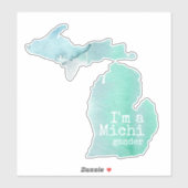 Ik ben een Michigander Waterverf Silhouette State Sticker (Vel)