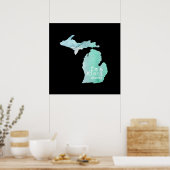 Ik ben een Michigander-Waterverf vol Silhouette Poster (Keuken)