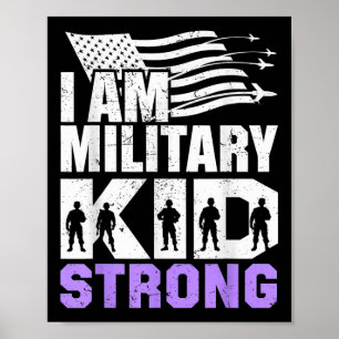 Ik ben een militair Kind sterk Paarse omhoog Kinde Poster