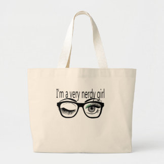 Ik ben een nerdy meisje met een groene oogschaduw grote tote bag