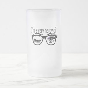 Ik ben een nerdy meisje met Paarse oogschaduw Matglas Bierpul