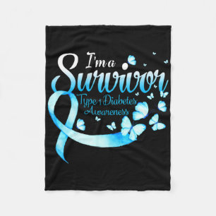 Ik ben een overlevende diabetes Awareness Butterfl Fleece Deken