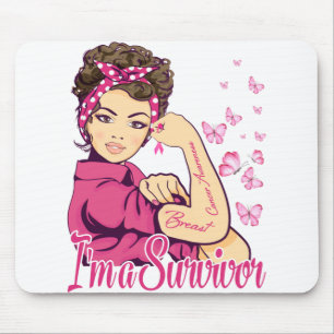 Ik ben een overlevende Rosie Riveter Borstkanker Muismat