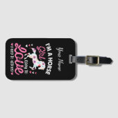 Ik ben een paardenmeisje dat makkelijk van te houd bagagelabel (Voorkant (horizontaal))