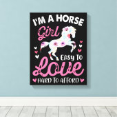Ik ben een paardenmeisje dat makkelijk van te houd canvas afdruk (Insitu (Houten vloer))