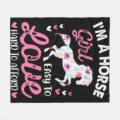 Ik ben een paardenmeisje dat makkelijk van te houd fleece deken (Voorkant (Horizontaal))