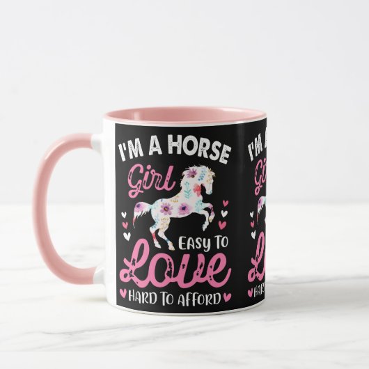Ik ben een paardenmeisje dat makkelijk van te houd mok (Links)