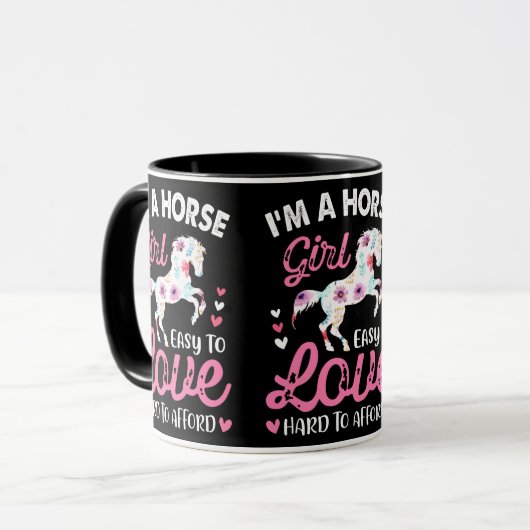 Ik ben een paardenmeisje dat makkelijk van te houd mok (Voorkant links)