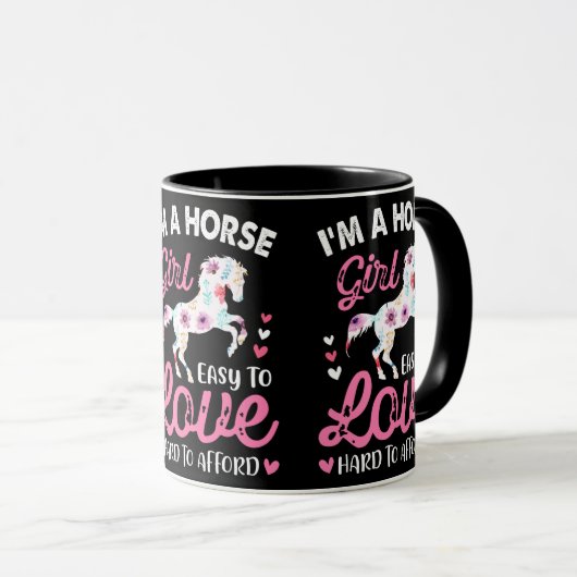Ik ben een paardenmeisje dat makkelijk van te houd mok (Voorkant rechts)