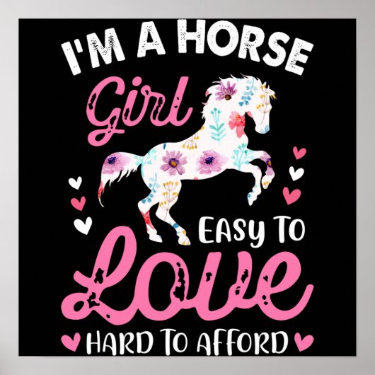 Ik ben een paardenmeisje dat makkelijk van te houd poster (Voorkant)