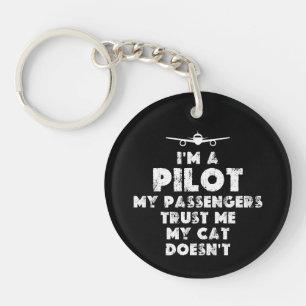 Ik ben een Pilot Grappig Kattenliefhebber Sleutelhanger