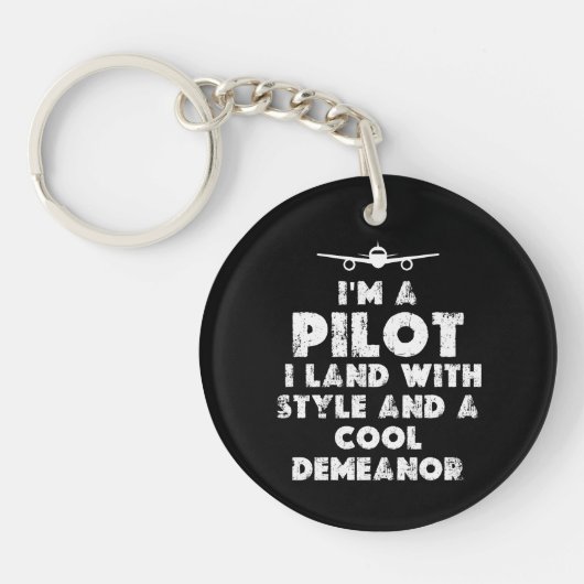 Ik ben een Pilot Grappig Sleutelhanger (Voorkant)