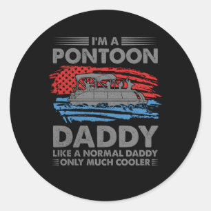 Ik ben een ponton papa Amerikaanse vlag boot eigen Ronde Sticker