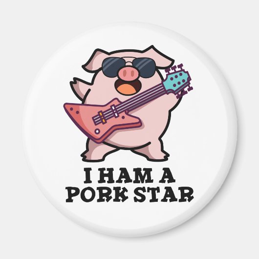 Ik ben een Pork Star Funny Rock Star Pun Magneet (Voorkant)