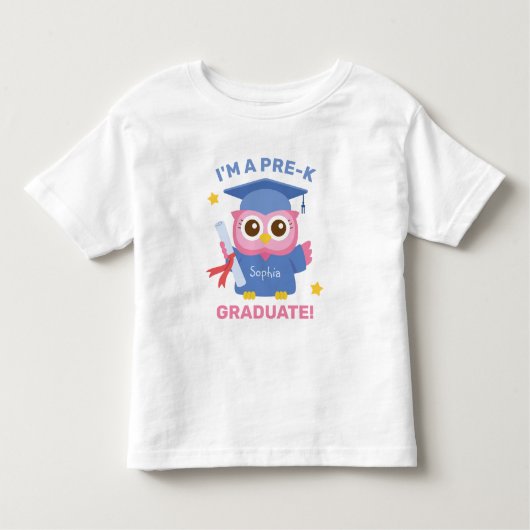 Ik ben een pre-K Afstuderen, Cute Pink Owl Afstude Kinder Shirts (Voorkant)