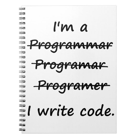 Ik ben een programmeur die code schrijft, slechte notitieboek (Voorkant)