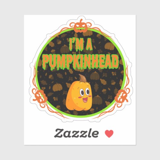 Ik ben een Pumpkinhead cirkel w / Fancy ontwerp Sticker (Vel)