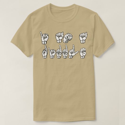 Ik ben een RIDDLE ASL Sign Language Design 1 T-shirt (Design voorkant)