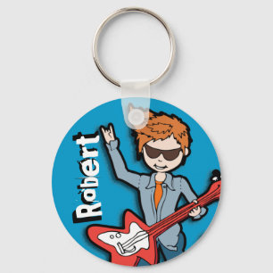 "Ik ben een Rockstar" blauwe grafische sleutelhang Sleutelhanger