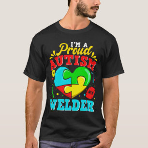 Ik ben een rode autisme Welder Puzzle Heart Autist T-shirt