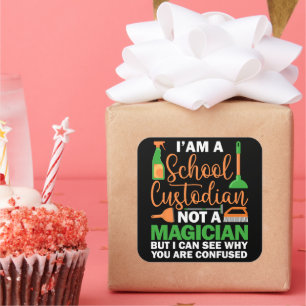 Ik ben een schoolbewaarder, geen magiër vierkante sticker