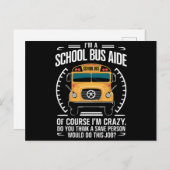 Ik ben een schoolbus Aide Funny Terug naar school Briefkaart (Voorkant / Achterkant)