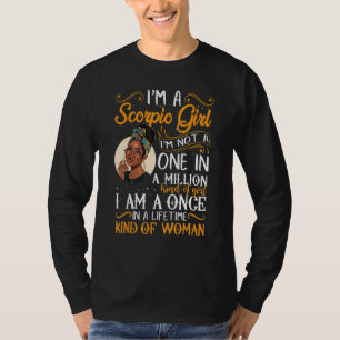 Ik ben een Schorpioen meisje Zwarte Vrouwen Oktobe T-shirt